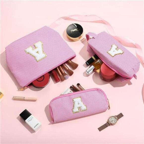 Yoolife Initial Makeup Bag Set Travel Cosmetic Organizer Personalized Gift Tote - Picture 7 of 8